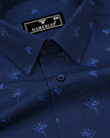 Blue Hamerkop Birds Printed Satin Cotton Shirt