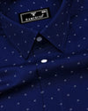 Azure Blue With White Printed Formal Cotton Shirt