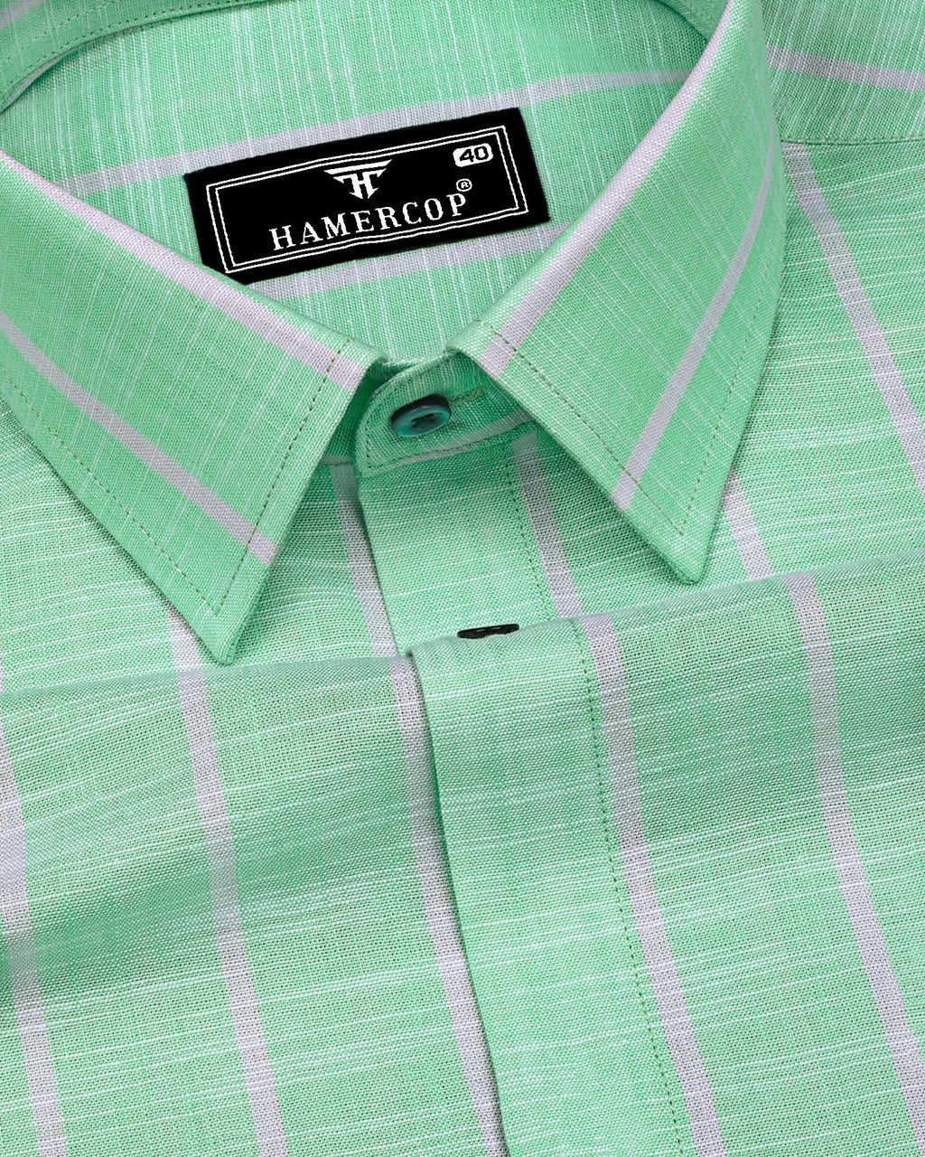 Mint Green with White Stripe Linen Cotton Shirt – Hamercop