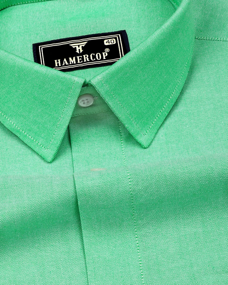 Grass Green Plain Oxford Cotton Formal Shirt