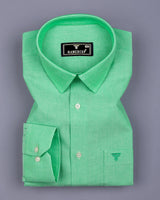 Grass Green Plain Oxford Cotton Formal Shirt