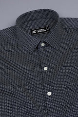 Indigo blue with white block printed cotton shirt