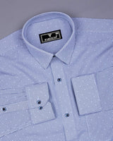 Blue Bell With White Printed Formal Cotton Shirt