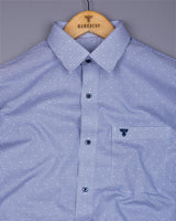 Blue Bell With White Printed Formal Cotton Shirt