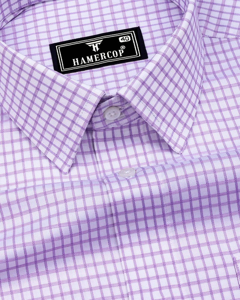 Violet Purple With White Check Premium Cotton Shirt