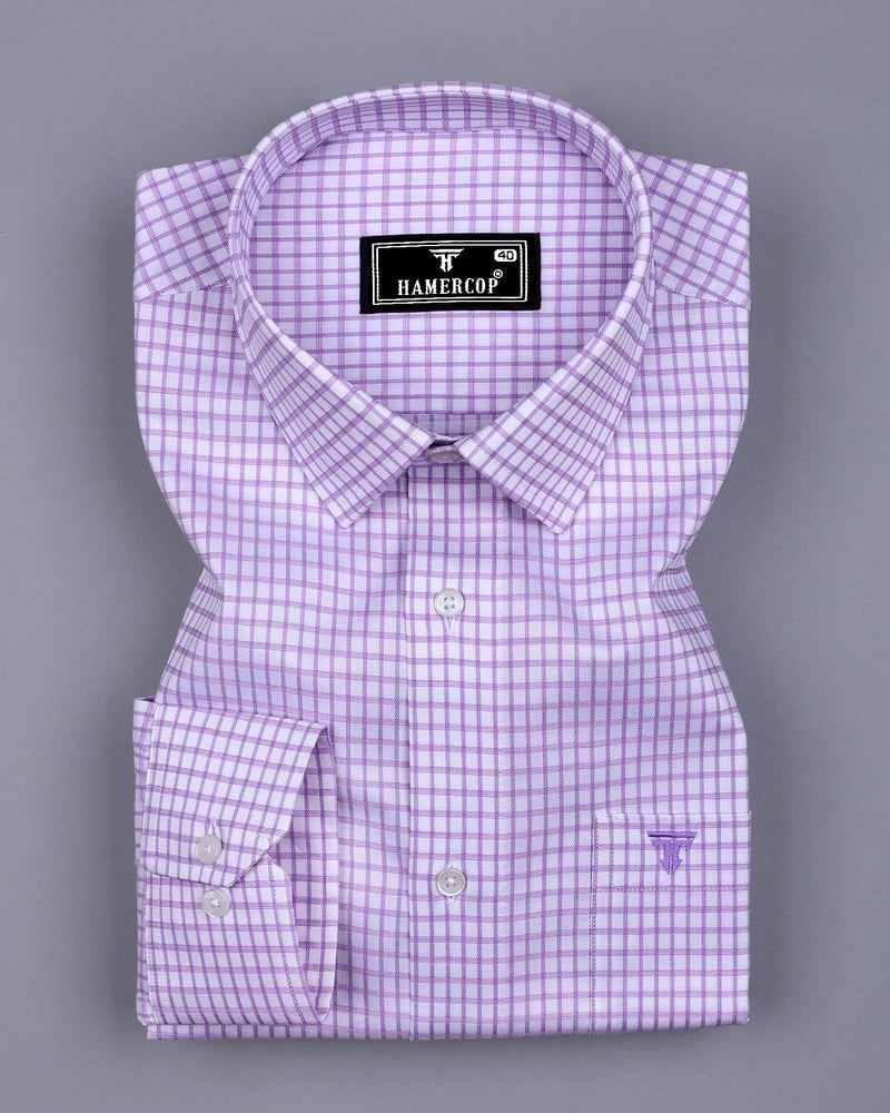 Violet Purple With White Check Premium Cotton Shirt