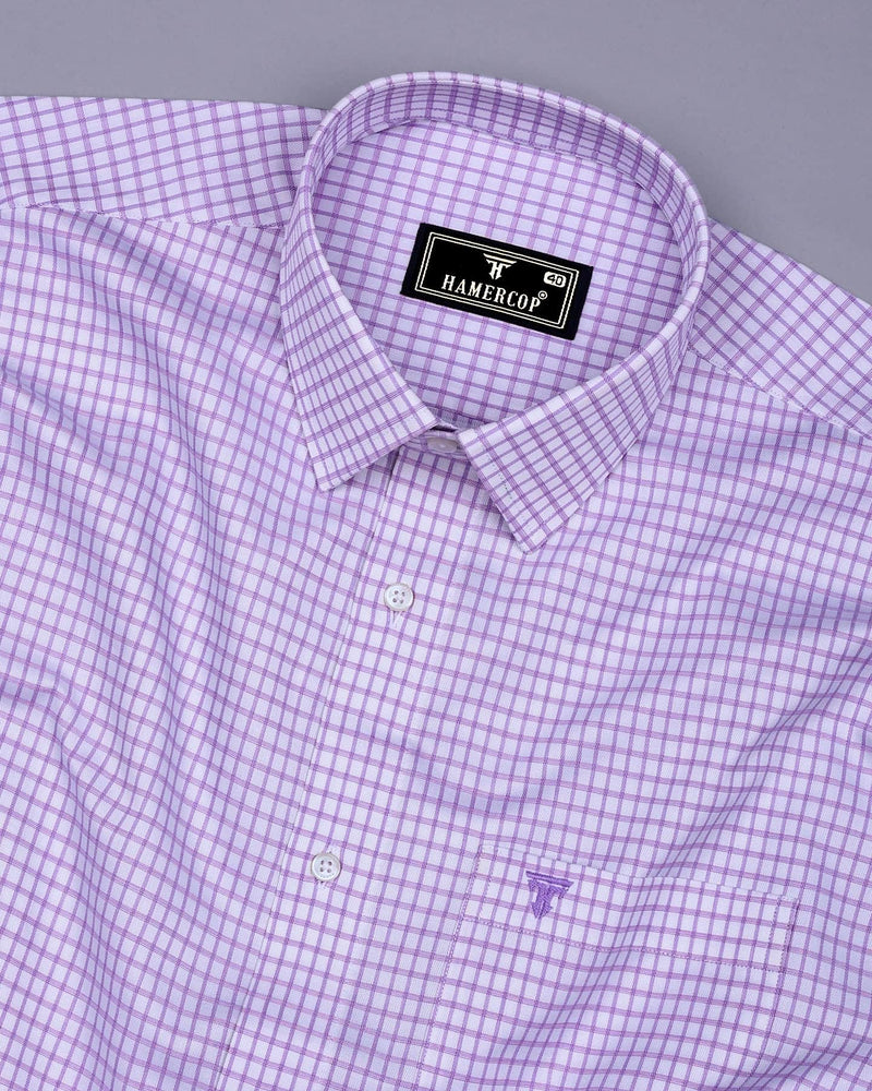 Violet Purple With White Check Premium Cotton Shirt