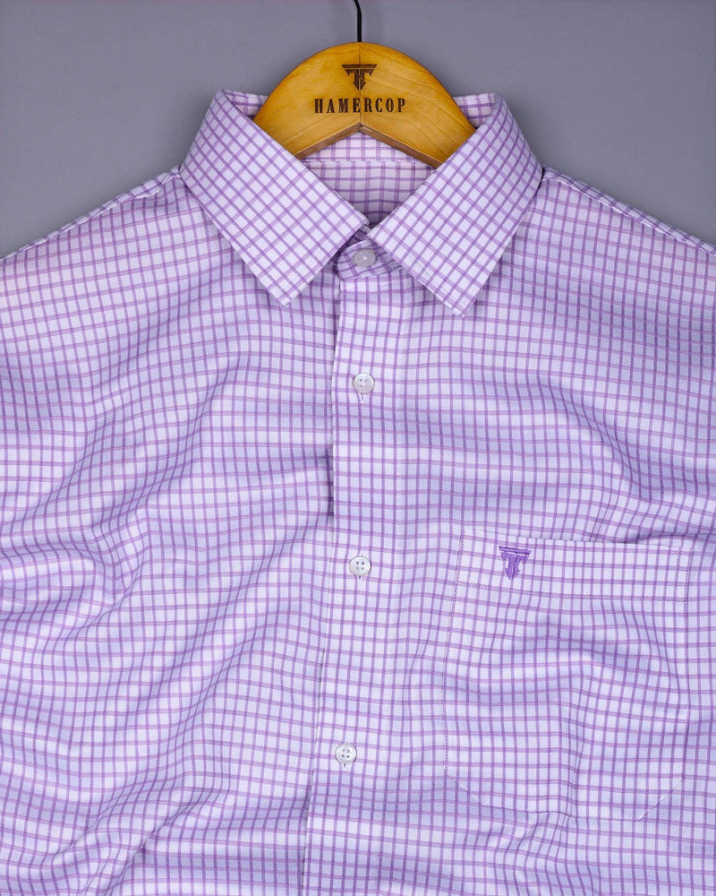 Violet Purple With White Check Premium Cotton Shirt