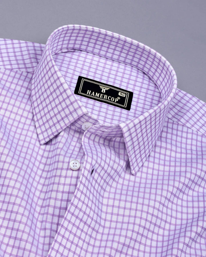 Violet Purple With White Check Premium Cotton Shirt