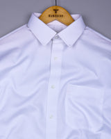 Mercury White Solid Dobby Texture Premium Giza Shirt