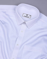 Mercury White Solid Dobby Texture Premium Giza Shirt