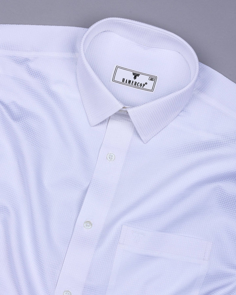 Mercury White Solid Dobby Texture Premium Giza Shirt