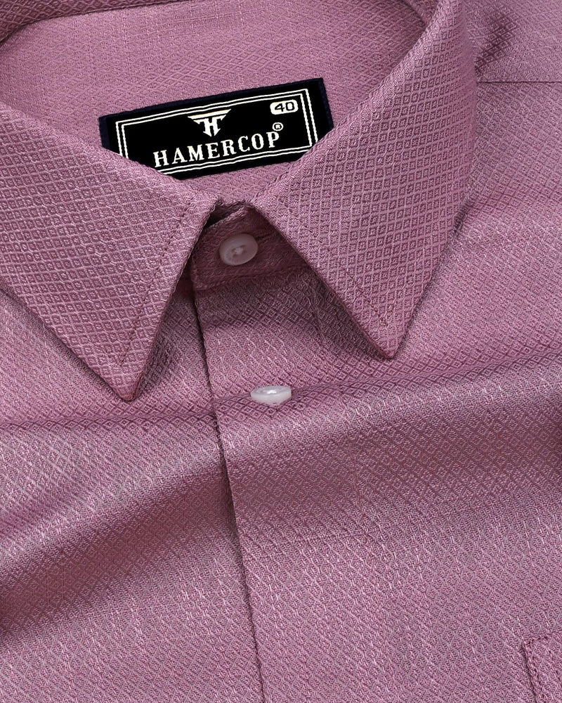 Holon Onion Pink Dobby Texture Solid Cotton Shirt