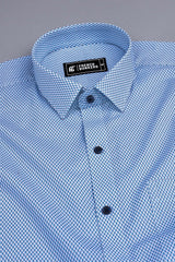 White with blue alien plane printed cotton shirt