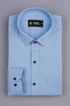 White with blue alien plane printed cotton shirt