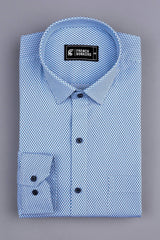 White with blue alien plane printed cotton shirt