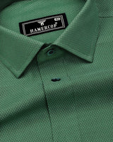 Laurel Green Color Dobby Textured Cotton Shirt