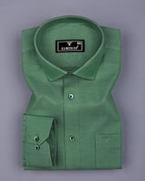 Laurel Green Color Dobby Textured Cotton Shirt