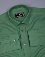 Laurel Green Color Dobby Textured Cotton Shirt