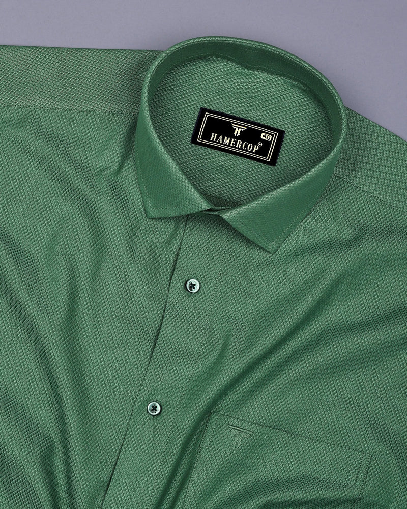 Laurel Green Color Dobby Textured Cotton Shirt Hamercop Laurel Green Color Dobby Textured Cotton Shirt Hamercop