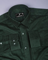 Hunter Green Corduroy Premium Cotton Solid Shirt