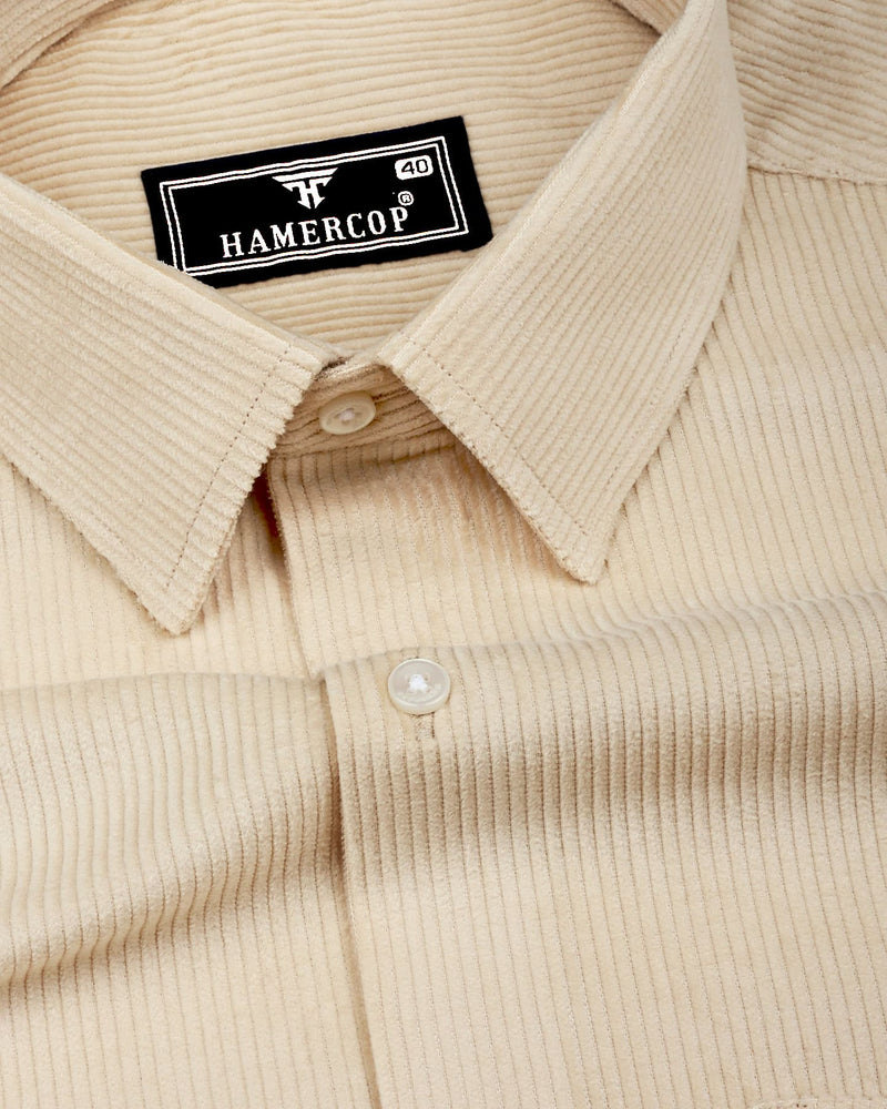 Butter Cream Corduroy Premium Cotton Solid Shirt