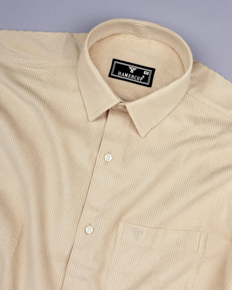 Butter Cream Corduroy Premium Cotton Solid Shirt