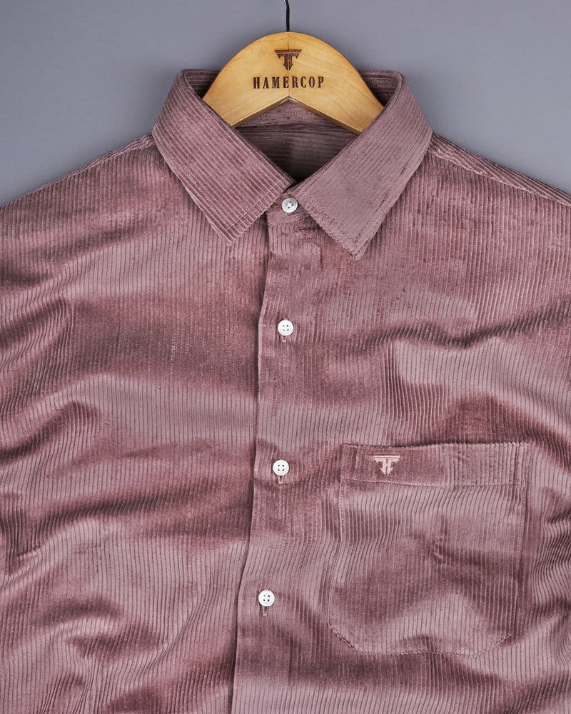 Rosy Brown Corduroy Premium Cotton Solid Shirt