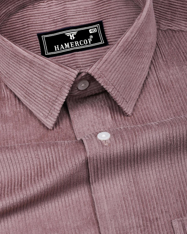 Rosy Brown Corduroy Premium Cotton Solid Shirt