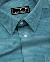 Teal Blue Corduroy Premium Cotton Solid Shirt