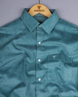 Teal Blue Corduroy Premium Cotton Solid Shirt