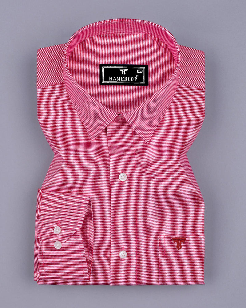 Tropsin Red Houndstooth Dobby Check Premium Giza Shirt