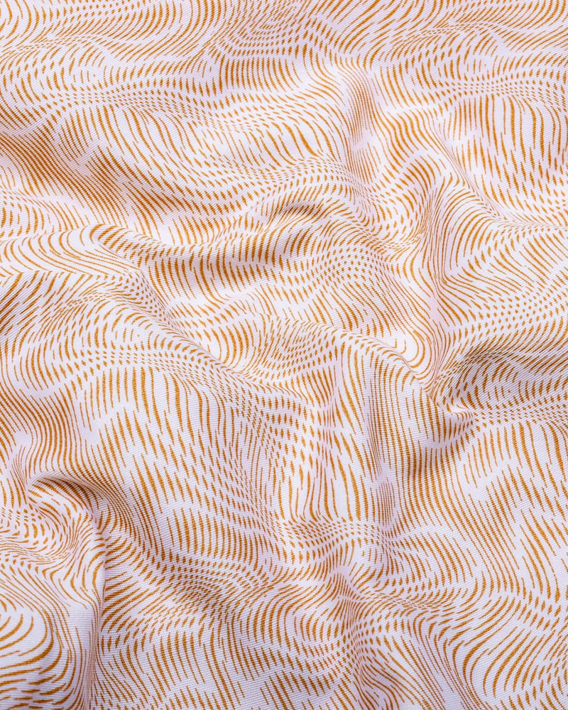 Ripple Cream With White Optical Printed Cotton Shirt