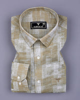 Troyes Green With White Printed Linen Cotton Shirt