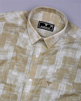 Troyes Green With White Printed Linen Cotton Shirt