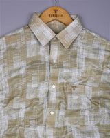 Troyes Green With White Printed Linen Cotton Shirt