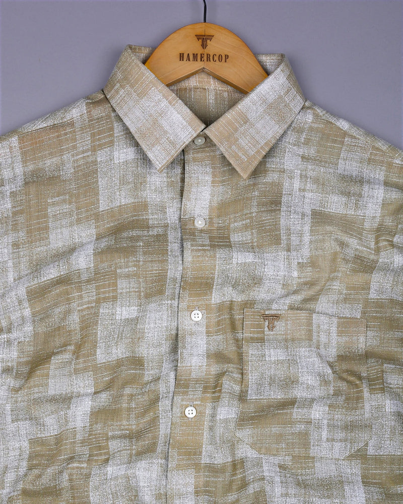 Troyes Green With White Printed Linen Cotton Shirt