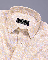 Clichy Cream With White Paisley Printed Cotton Shirt