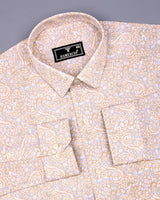 Clichy Cream With White Paisley Printed Cotton Shirt