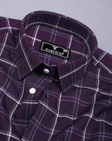 Trezzano Purple With White Check Premium Dobby Cotton Shirt