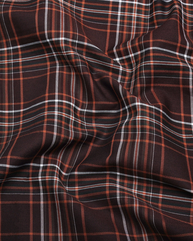 Delta Brown With White Twill Check Premium Cotton Shirt