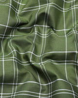 Bron Green With White Dobby Check Cotton Shirt