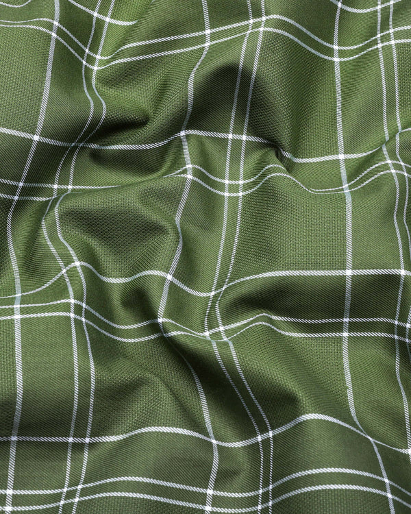 Bron Green With White Dobby Check Cotton Shirt