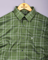 Bron Green With White Dobby Check Cotton Shirt