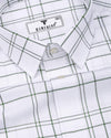 Bron White With Green Dobby Check Cotton Shirt