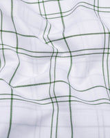 Bron White With Green Dobby Check Cotton Shirt