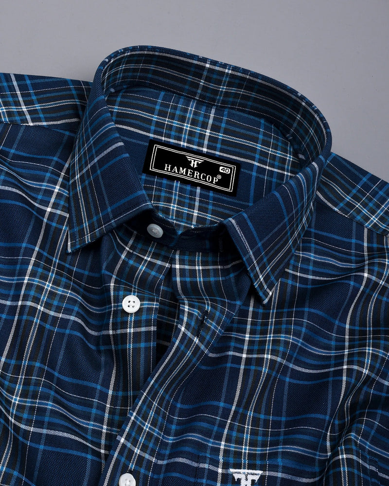 Delta Blue With White Twill Check Premium Cotton Shirt