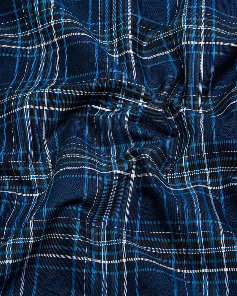 Delta Blue With White Twill Check Premium Cotton Shirt