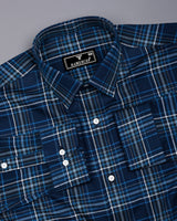 Delta Blue With White Twill Check Premium Cotton Shirt