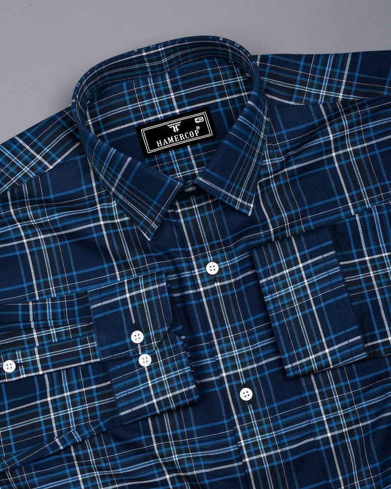 Delta Blue With White Twill Check Premium Cotton Shirt